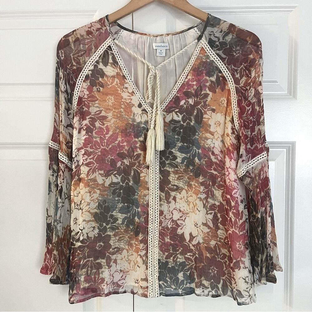 Sundance Multicolor Floral Boho Blouse Sz M